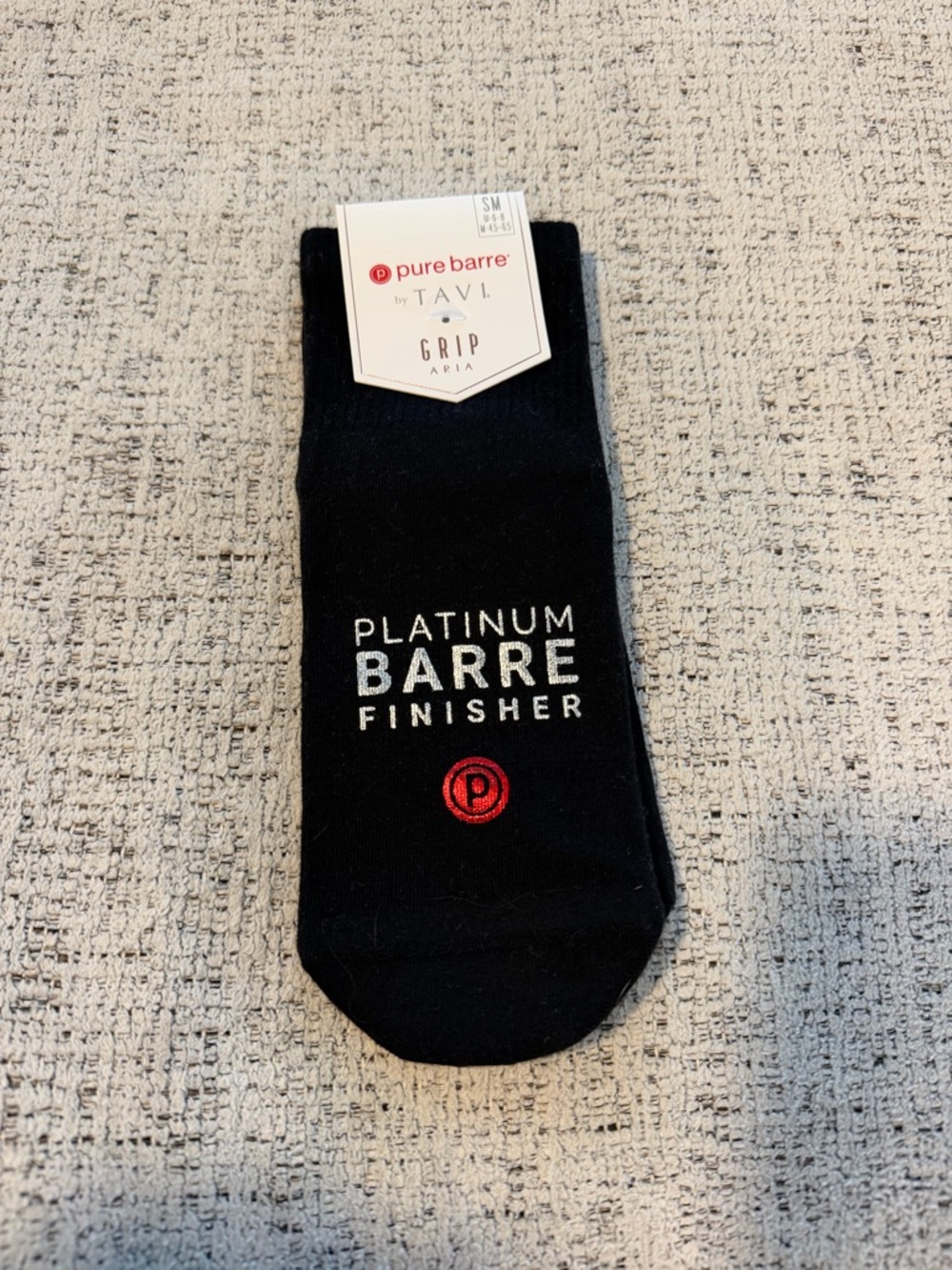 Pure Barre Black Grip Socks with Red Logo